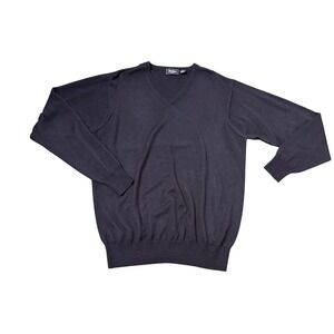 Neiman Marcus Mens XLBlack Merino Wool Silk Cashmere V-Neck Sweater Exclusive